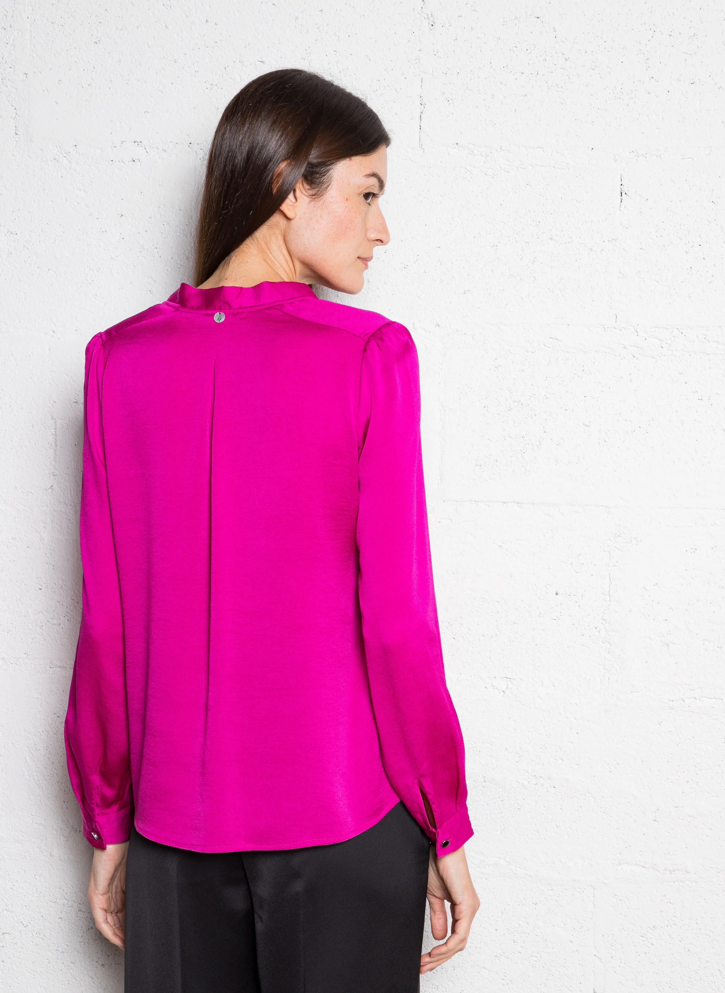 CYRILLE - Blouse droite col lavallière| Rose