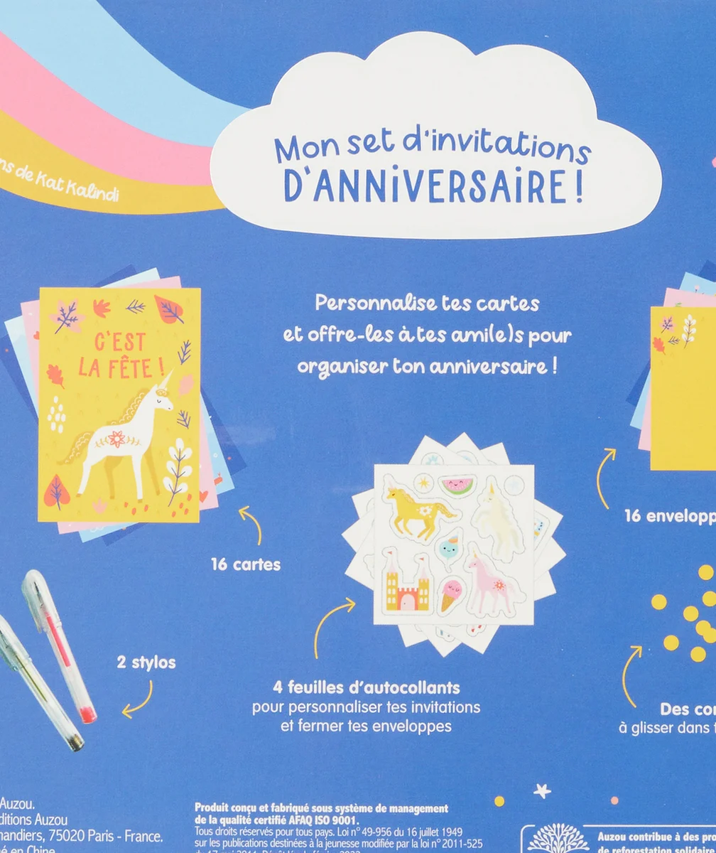 AUZOULE SET D'INVITATIONS POUR ANNIVERSAIRE