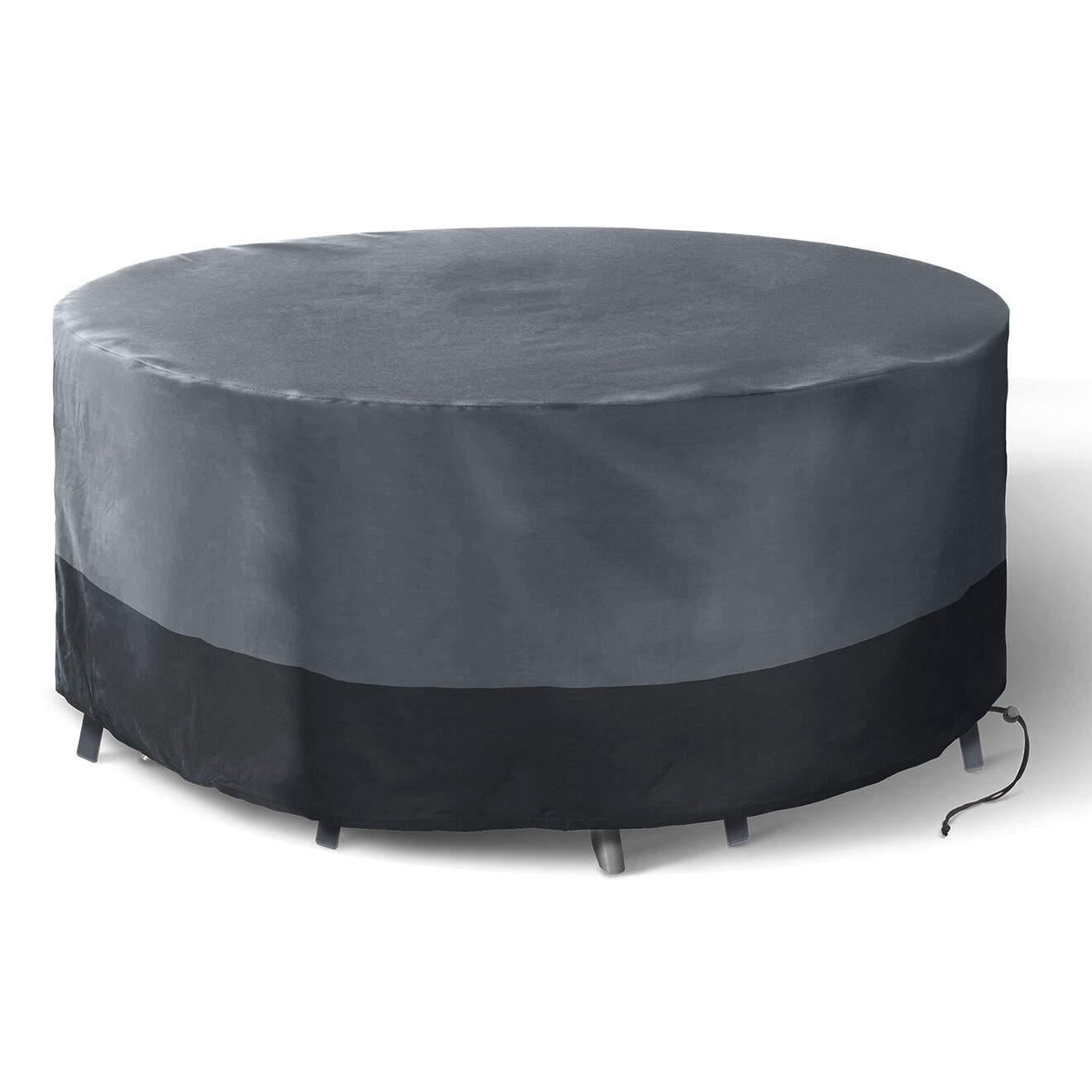 Pratik Garden Housse de protection pour table ronde + chaises gris/noir - D.220x74 cm