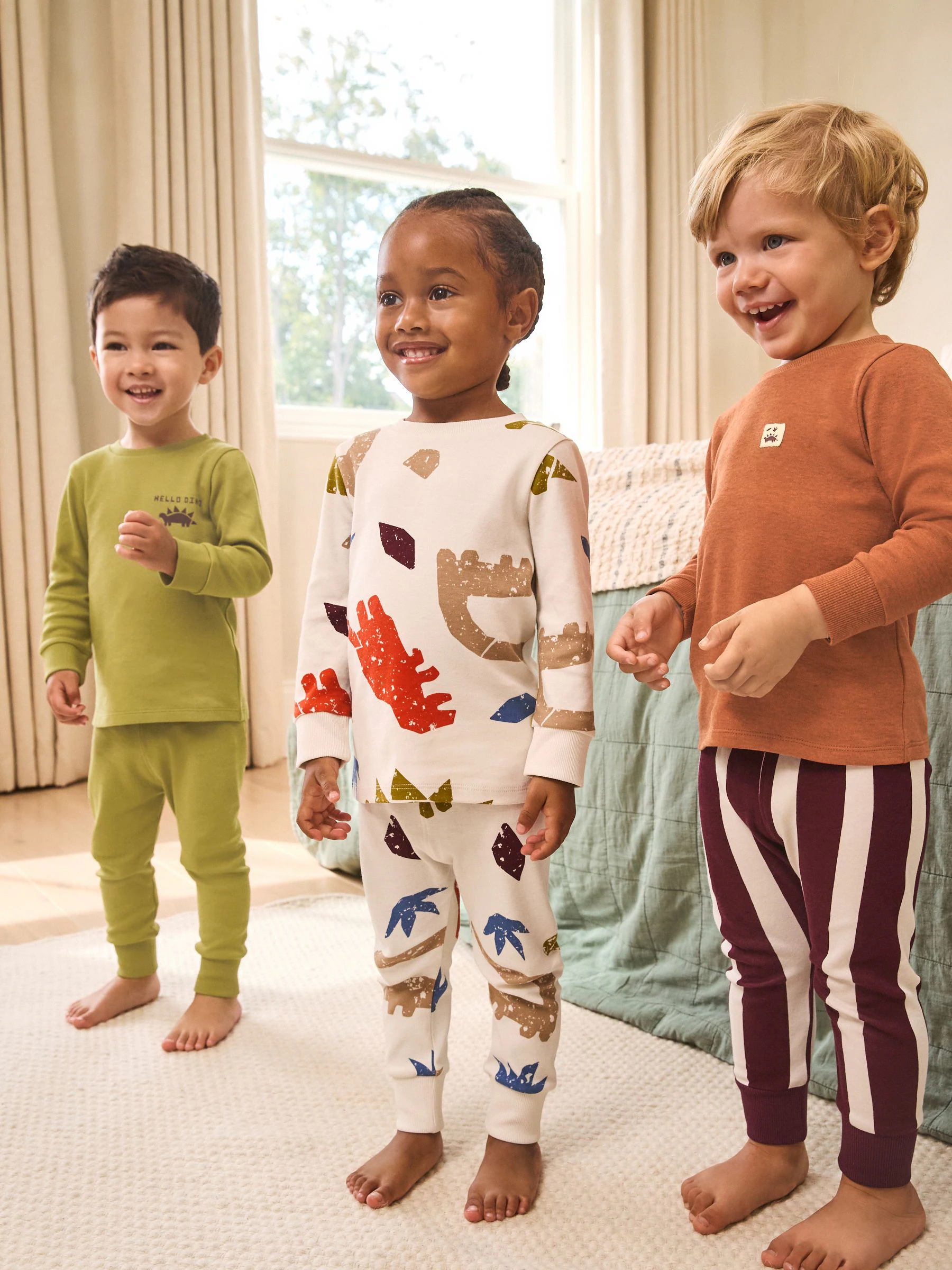 Meerdere felle kleuren met dino - Verpakking van 3 knusse pyjama's (9 mnd-10 jr)
