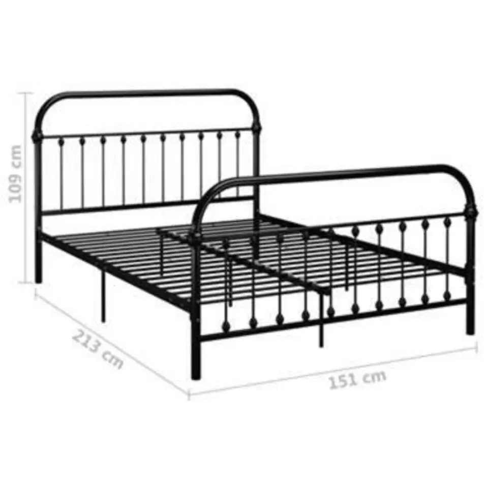 vidaXL - Meatlen bed met hoofdbord - Zwart - Metaal - 140x200 cm