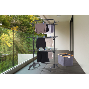 Leifheit droogtoren Pegasus 420 Solid Comfort - 42 m drooglengte - incl. wieltjes en incl. kledinghangers - zwart