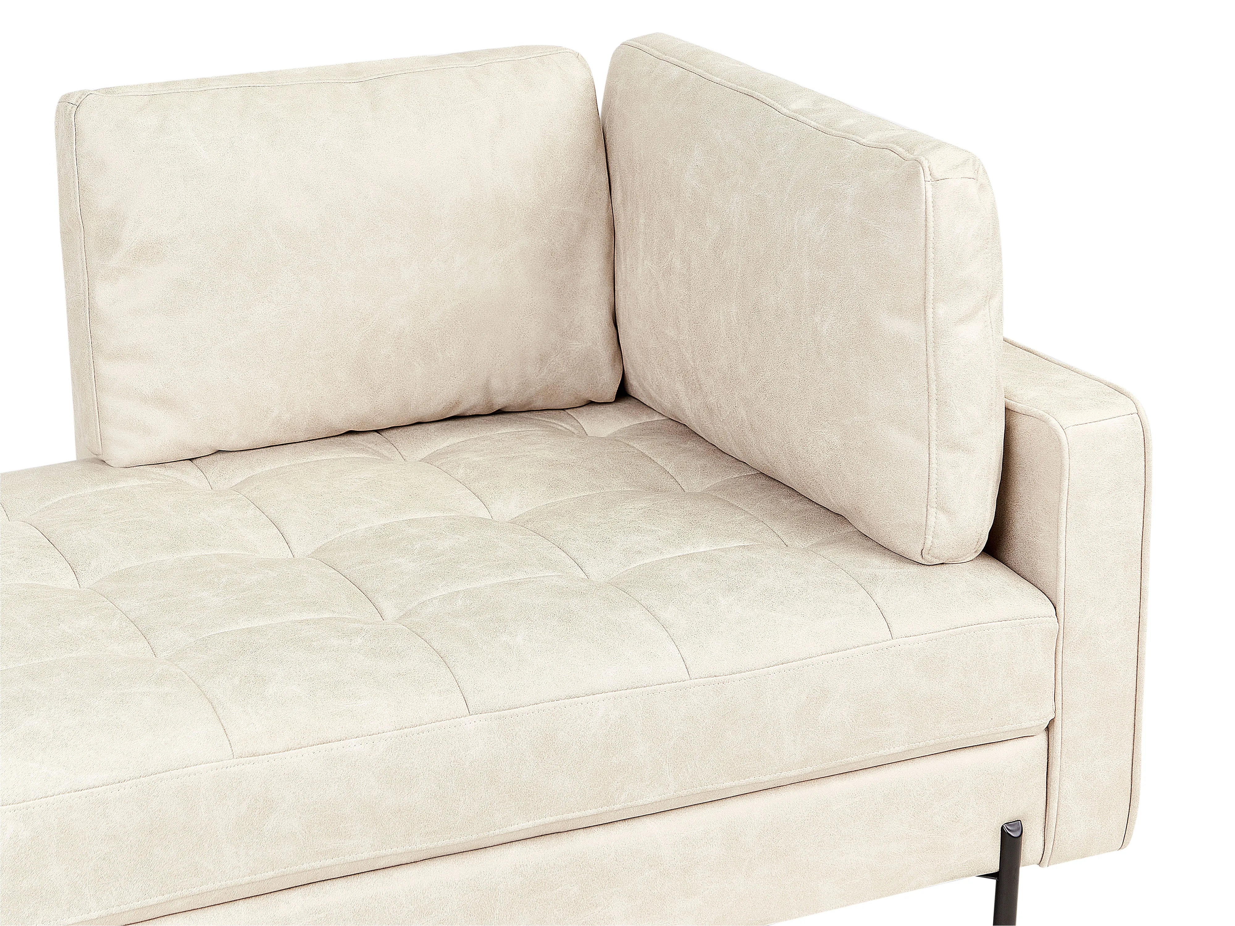 Rechtszijdige chaise longue REBAIS Kunstleer Lichtbeige