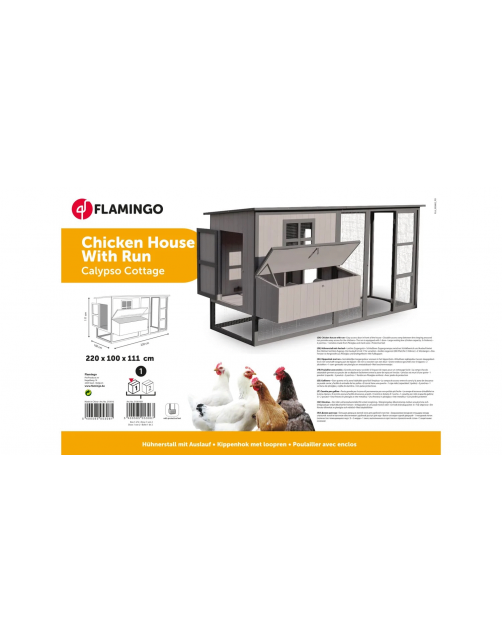 Flamingo Kippenhok Calypso Cottage - Kippenhok - 222x102x112 cm Grijs Taupe
