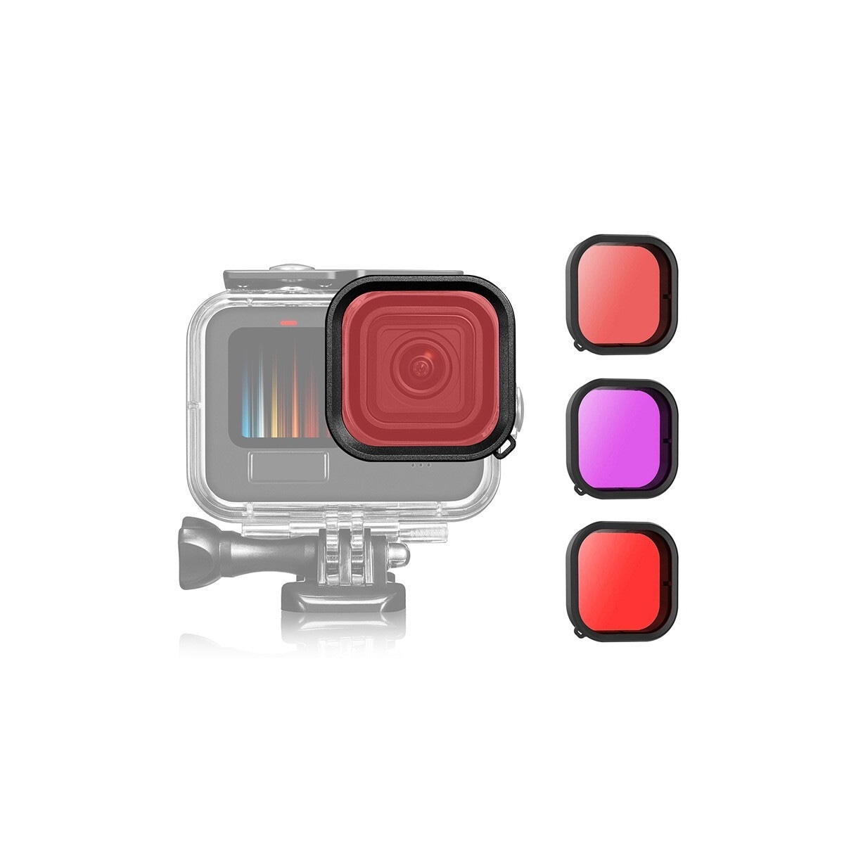 Vanntett dykkerfilter for GoPro Hero 11/10/9 Rød
