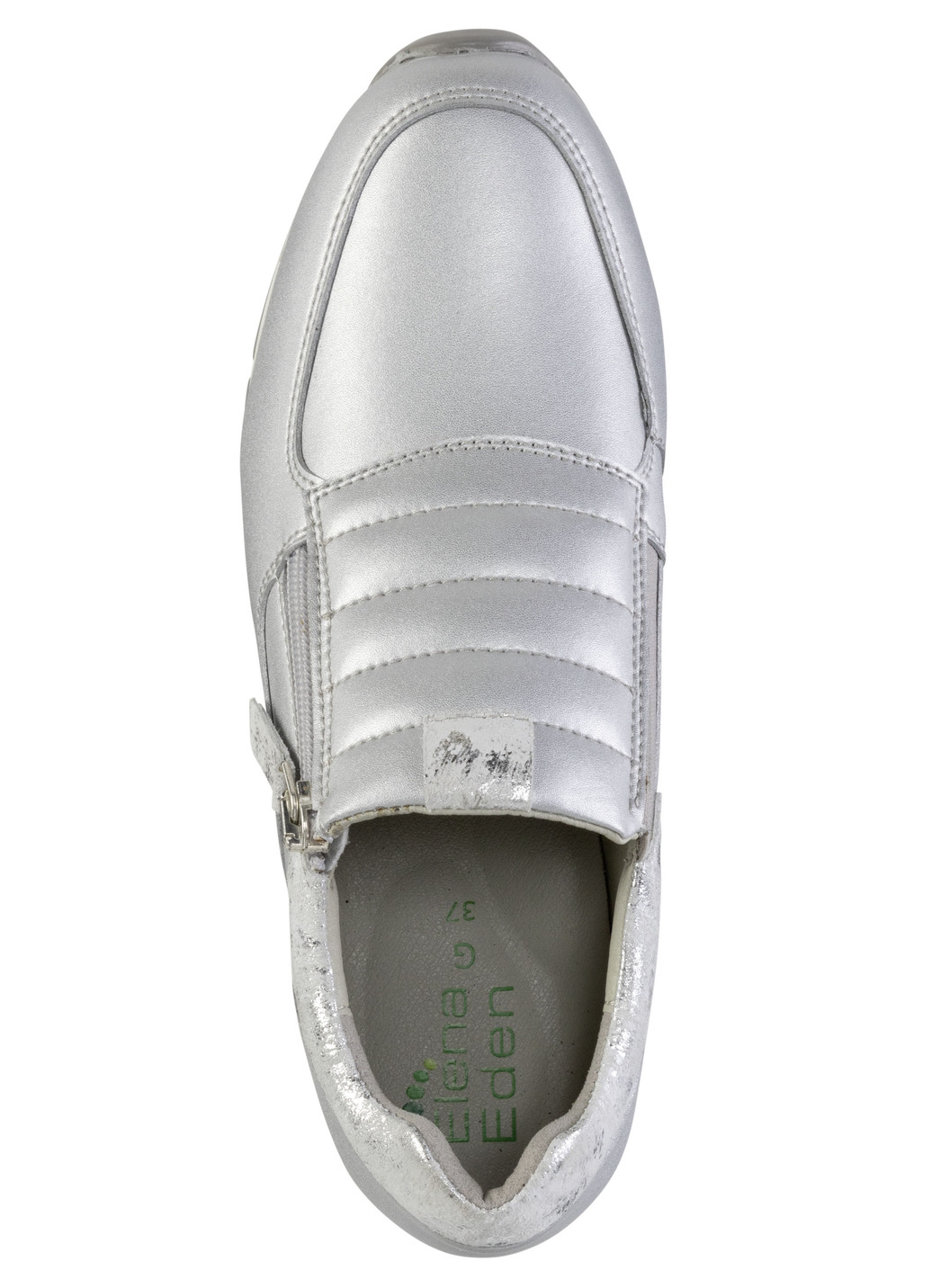 ELENA EDEN Sneaker aus Nappaleder und silbergrau geprägtem Veloursleder