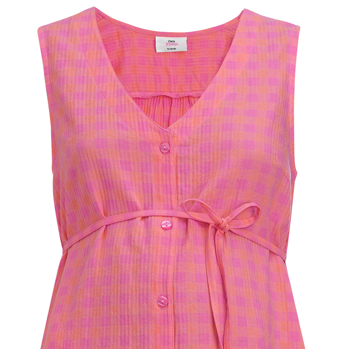 Gina Mama Damen Umstands-Bluse mit Karo-Muster pink / orange