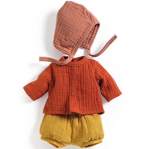 Djeco poppenkledingset pomea - mandarine - 32 cm