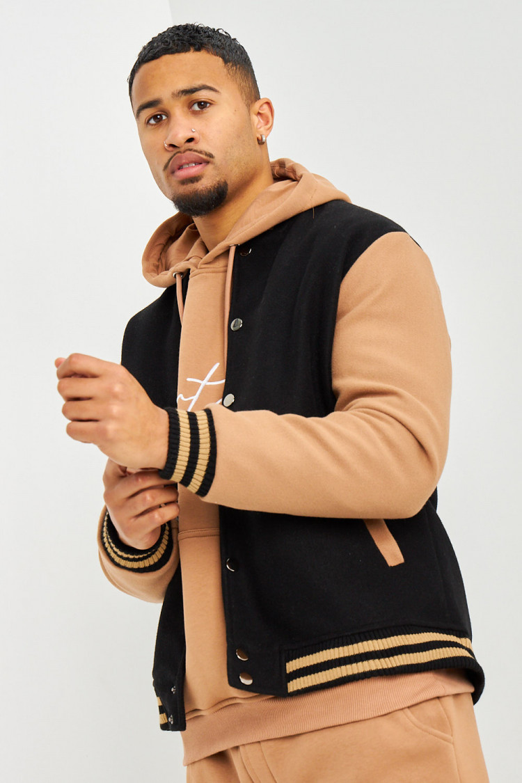 Bomber bicolore noir et camel