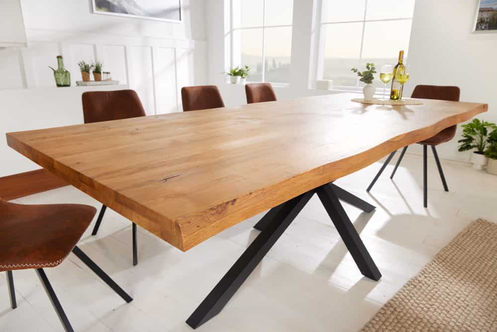 Design Esstisch GALAXIE 200cm natur Eiche Massivholz Sterngestell Baumkante