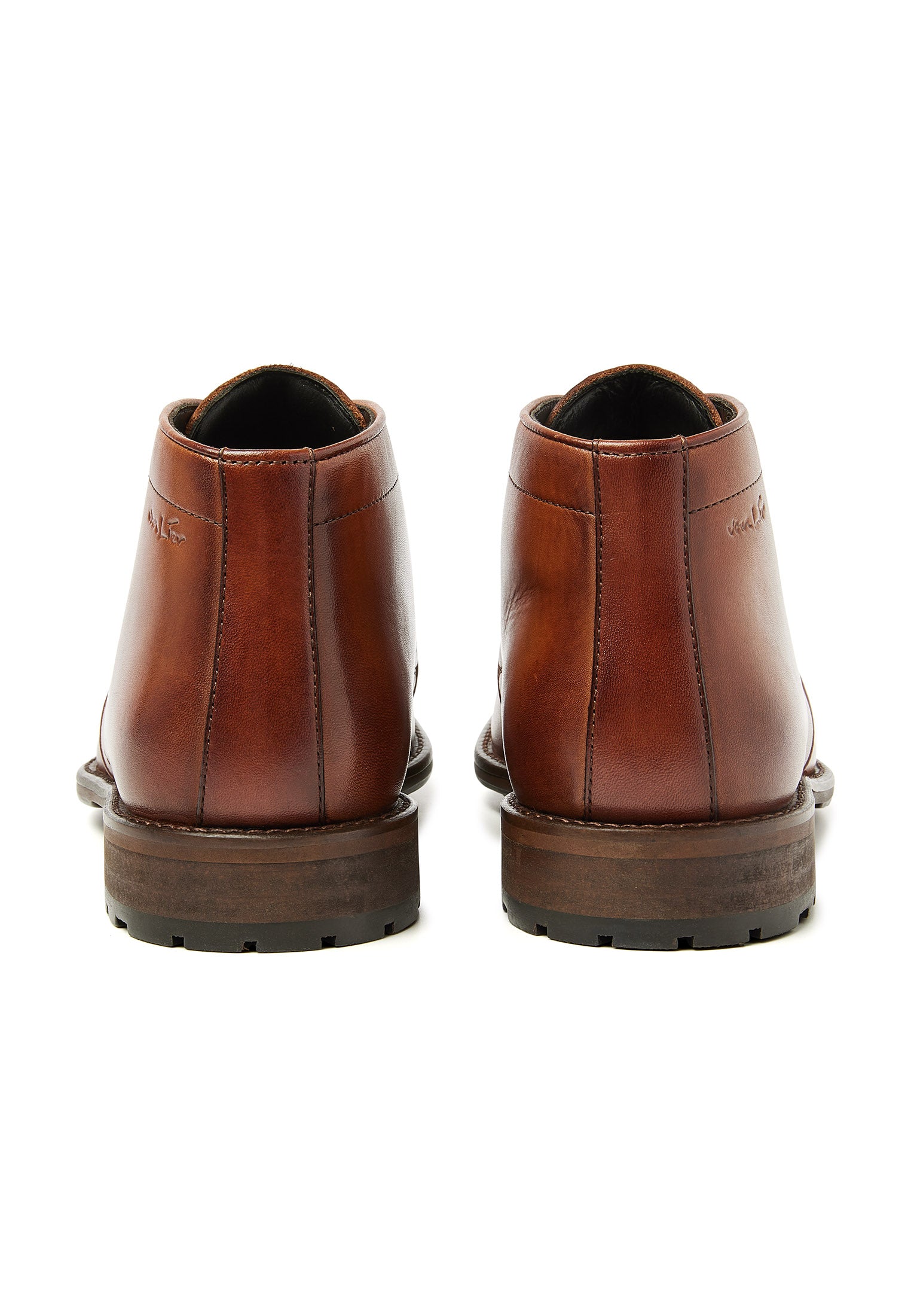 Cognac gladleren Montana halfhoge veterschoen
