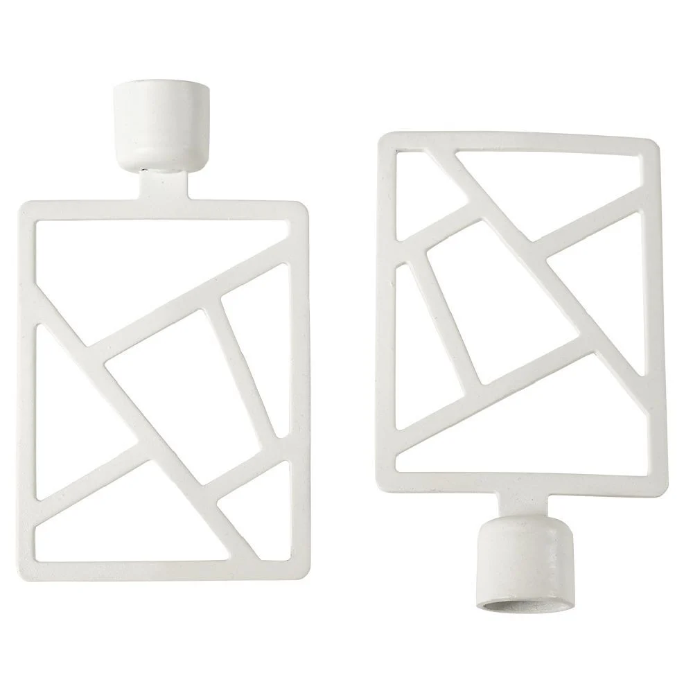 Embout tringle à rideau Ø16 mm métal forme géométrique blanc x2