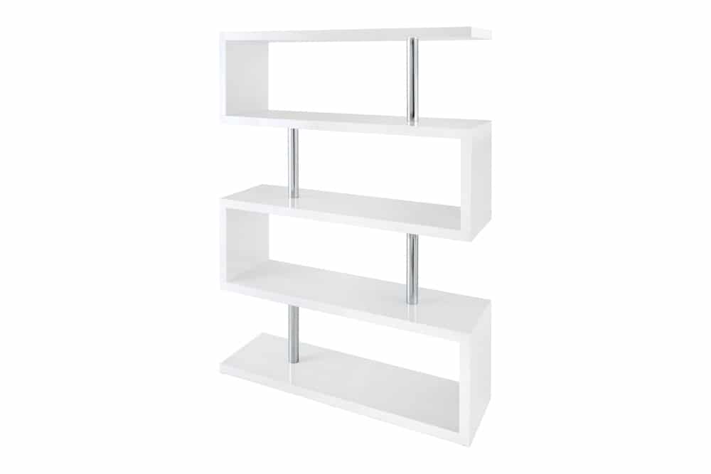 Design Regal SNAKE 165cm weiß Bücherregal Hochglanz mit fünf Böden