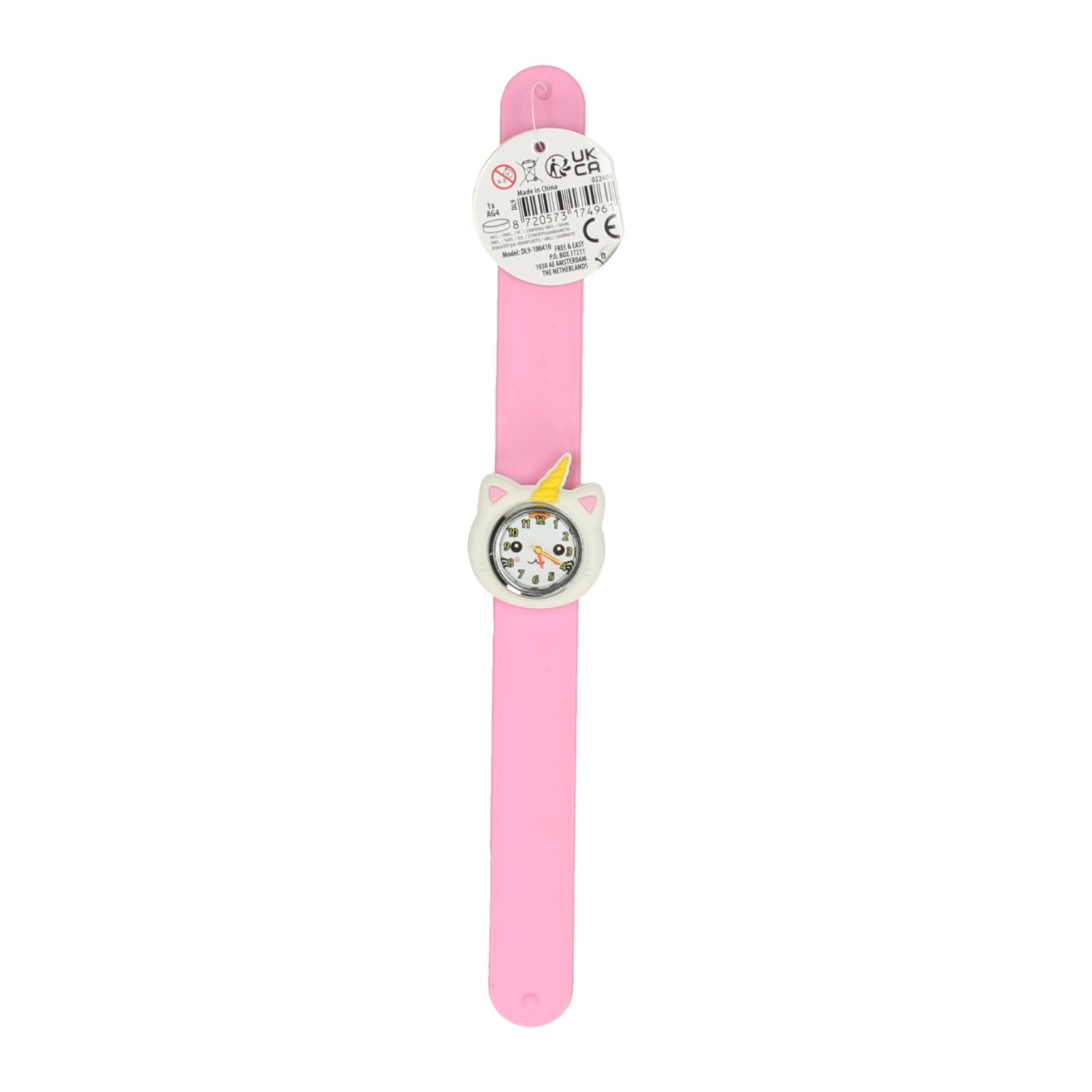Klaparmband met Horloge - Kat met Hoorn