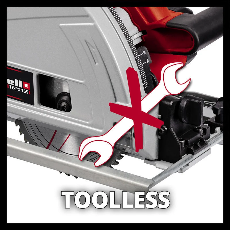 Einhell Scie plongeante TE-PS 165 (1200 W, Diamètre de lame : 165mm, 48 dents, lame HW/TCT, profondeur de coupe : 56 mm, réglage sans outil, Livré avec accessoires)