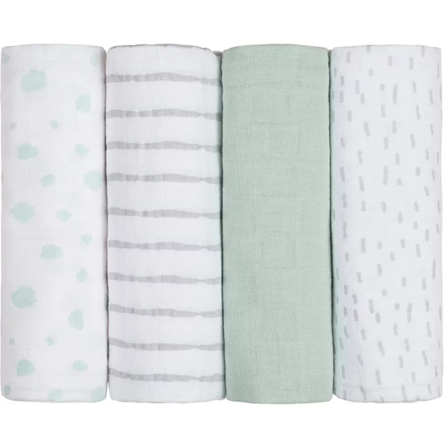 emma & noah Mullwindeln 4er Set Punkte Mint 70 x 70 cm