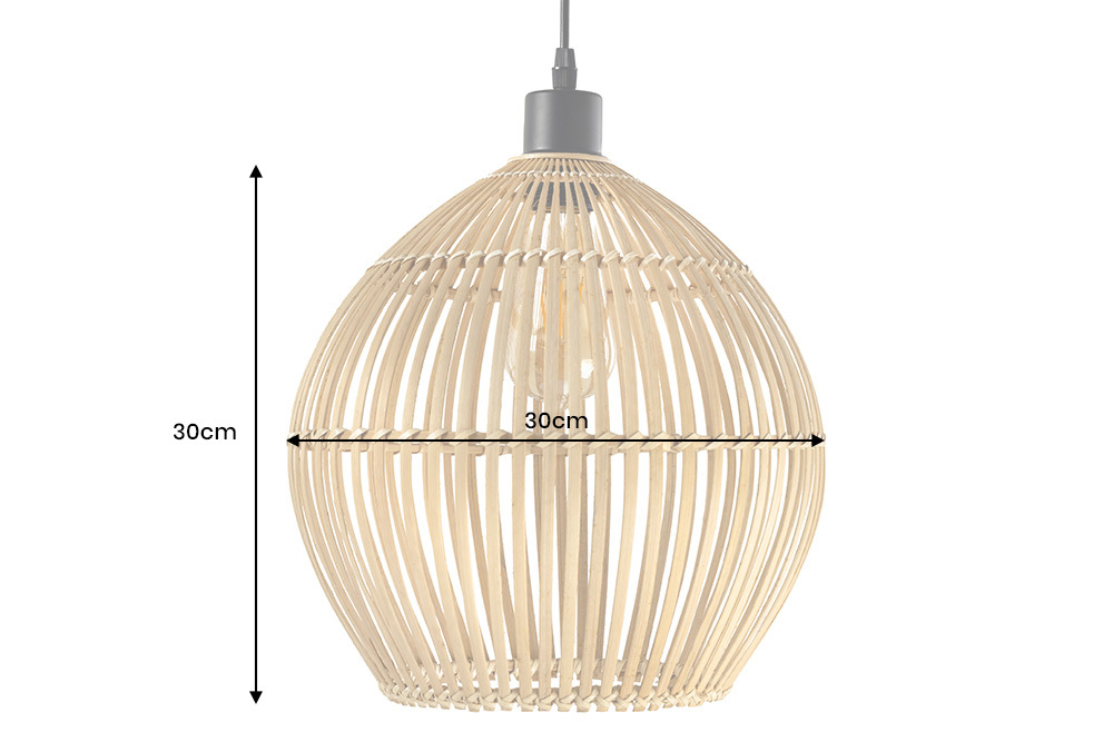 Handgefertigte Hängeleuchte ORGANIC LIVING 30cm natur rund Bambus Boho-Style