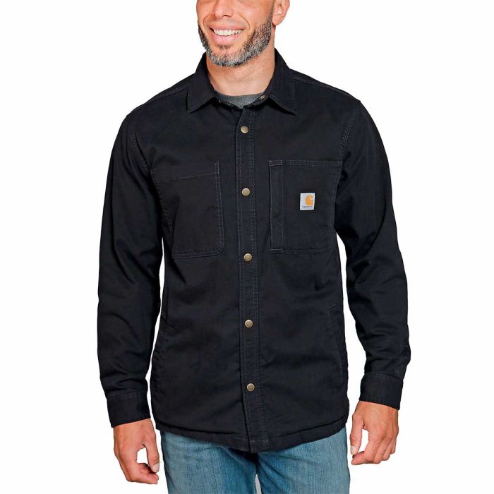 Fleece Lined Snap Front Shirt Jacket Men skjorte/jakke