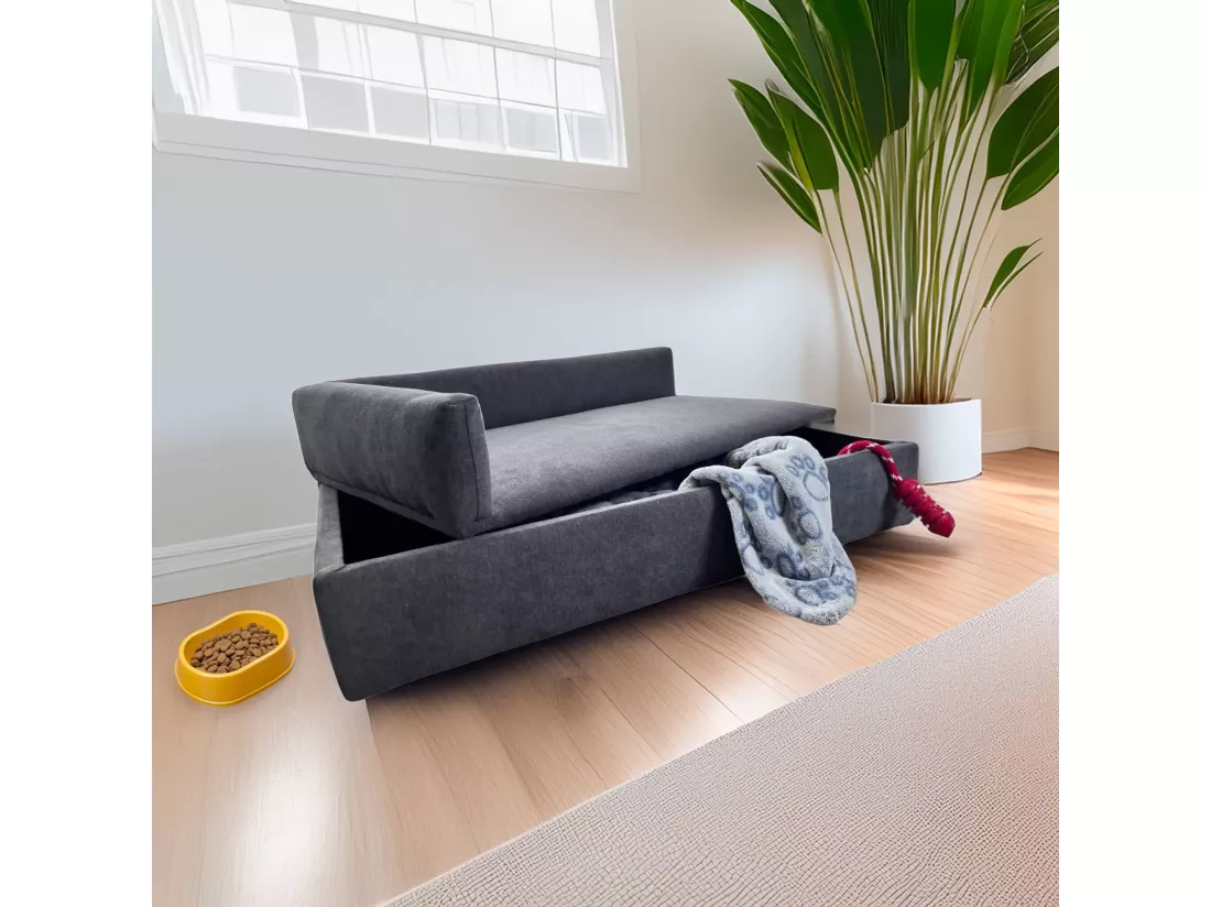 Canapé-lit Well Home avec canapé pour animaux de compagnie avec tissu spécial et base rembourrée Couleur Gris