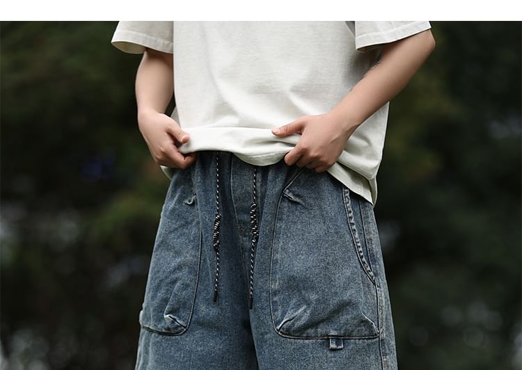 ROOSE - Mid-rise gewassen denim shorts