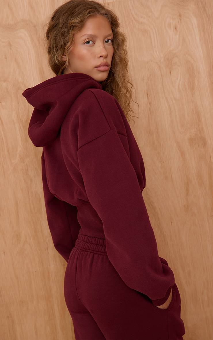 Rouge Vin Sweat À Casynthétiqueche Court Taille Cintrée Avec Languette Plt