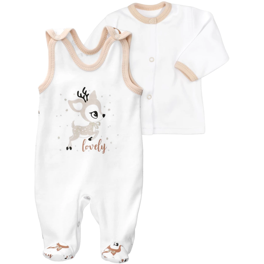 Baby Sweets 2tlg Set Strampler + Shirt Lovely Deer beige weiß