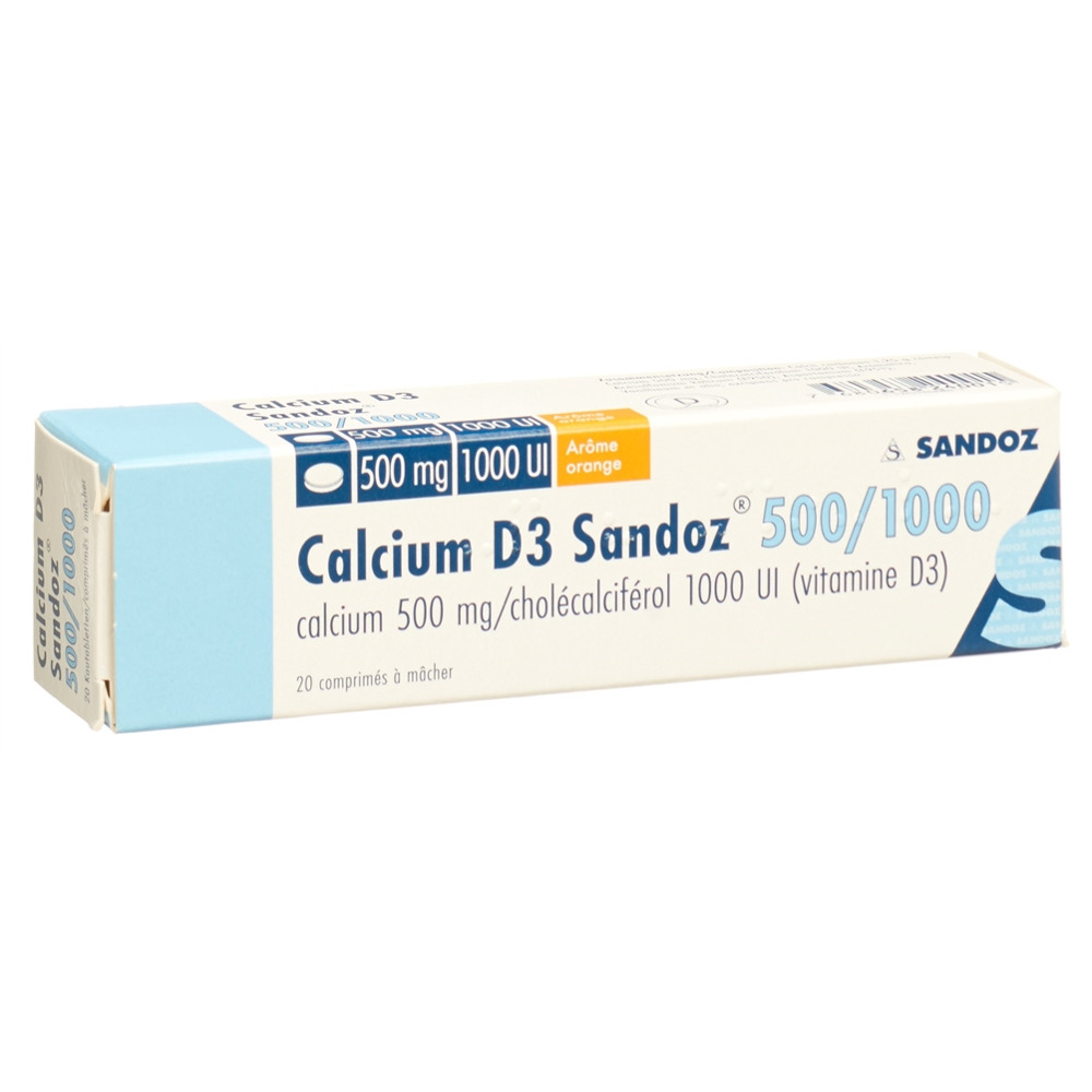 CALCIUM D3 Sandoz<br>20 Stück, Dose, Kautablette, 500/1000