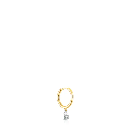 Brinco de argola dourado TOUS Basics com motivo de coração