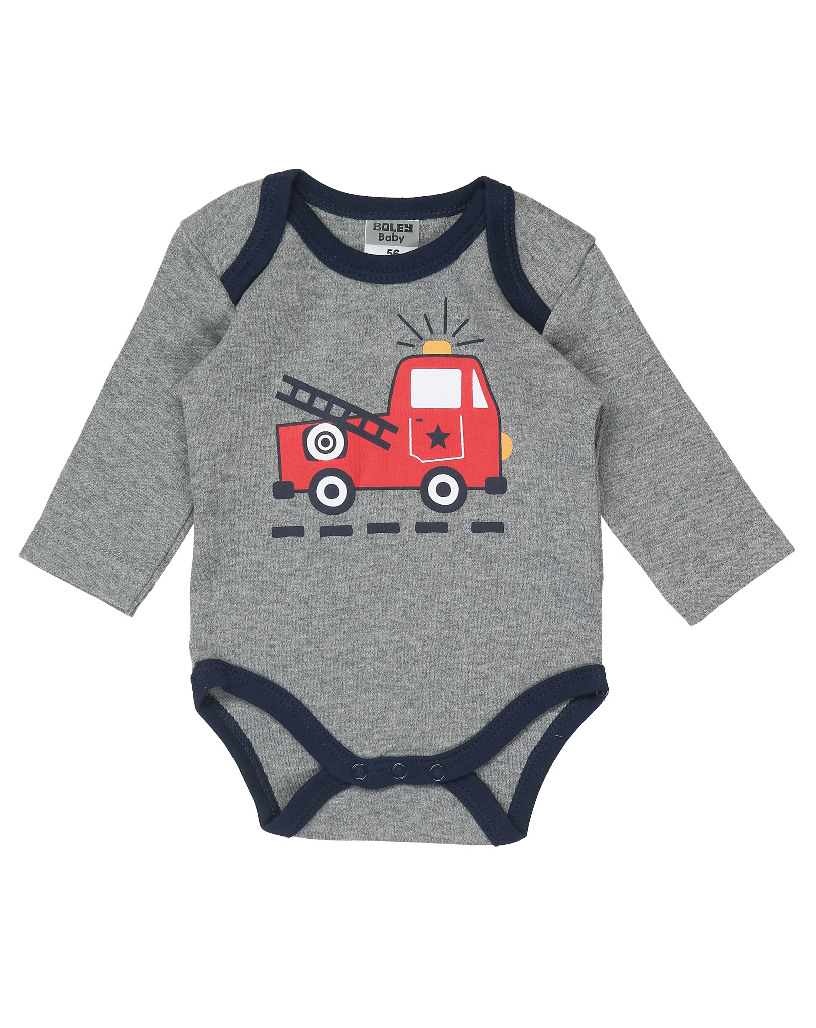 Langarmbody FEUERWEHRDINO 3er-Pack in grau
