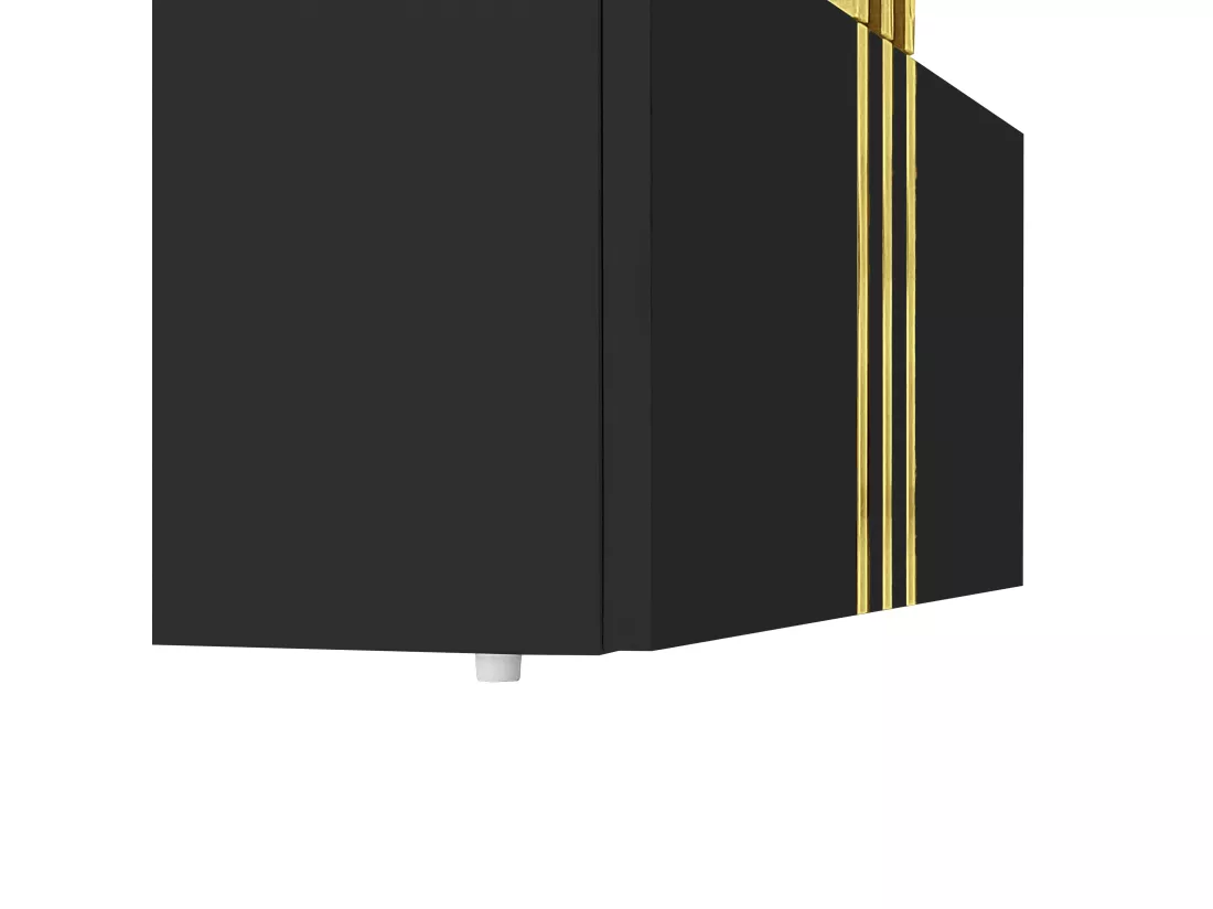 Table basse rectangulaire effet marbre noir brillant avec 2 tiroirs 100*50*40 cm GEVREITS BLACK