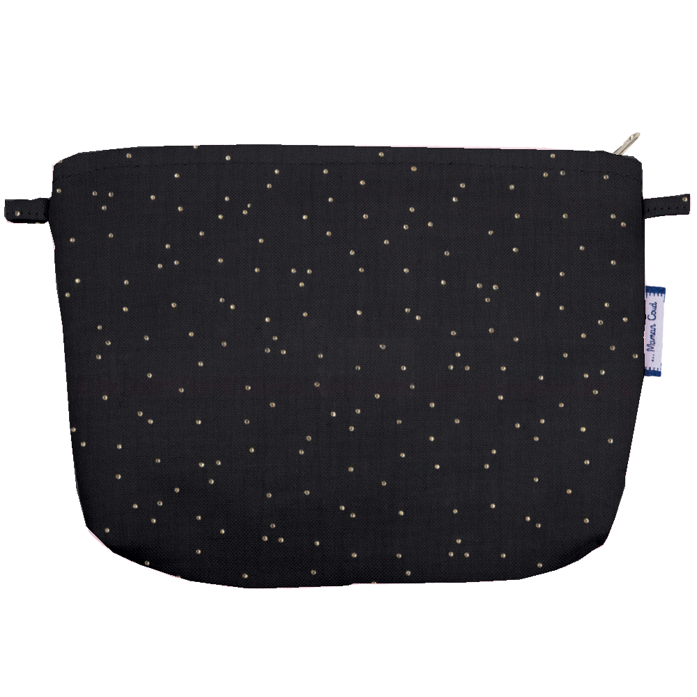 Pochette Tissu Gaze Pois Or Noir