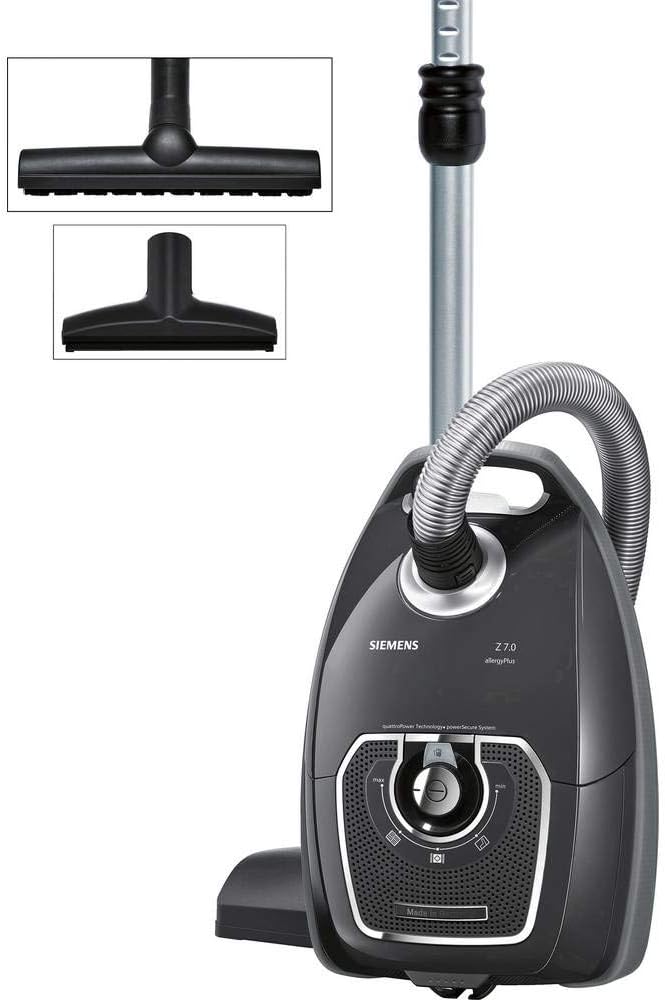SIEMENS VSZ7A400 Z 7.0 Bodenstaubsauger mit Beutel Polsterdüse XXL, 650 W schwarz, Taupe, leise 69dB(A)