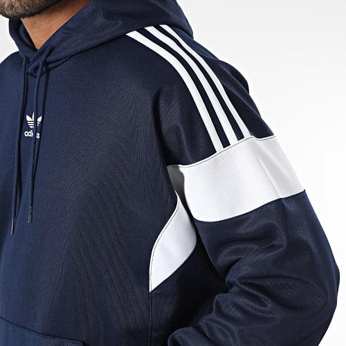 Sweat Capuche A Bandes Cutline IM4519 Bleu Marine