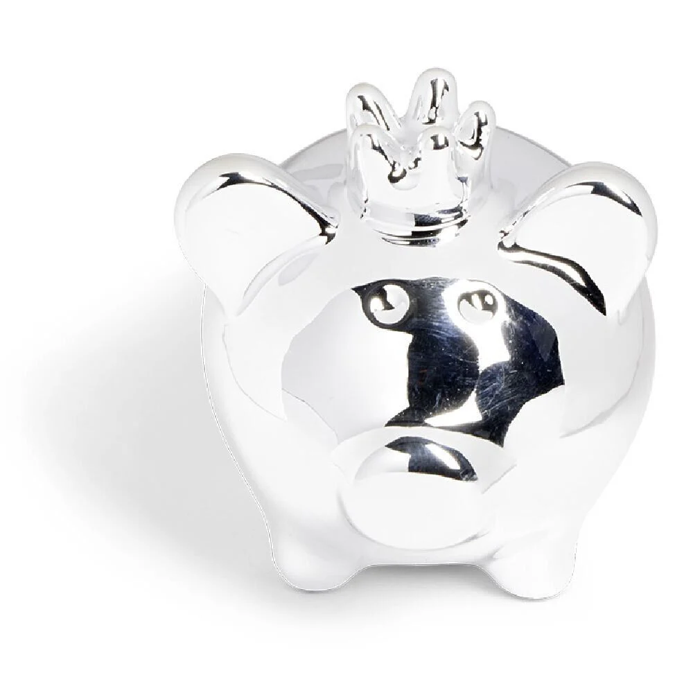 Tirelire cochon argenté 9x7xH8,3cm