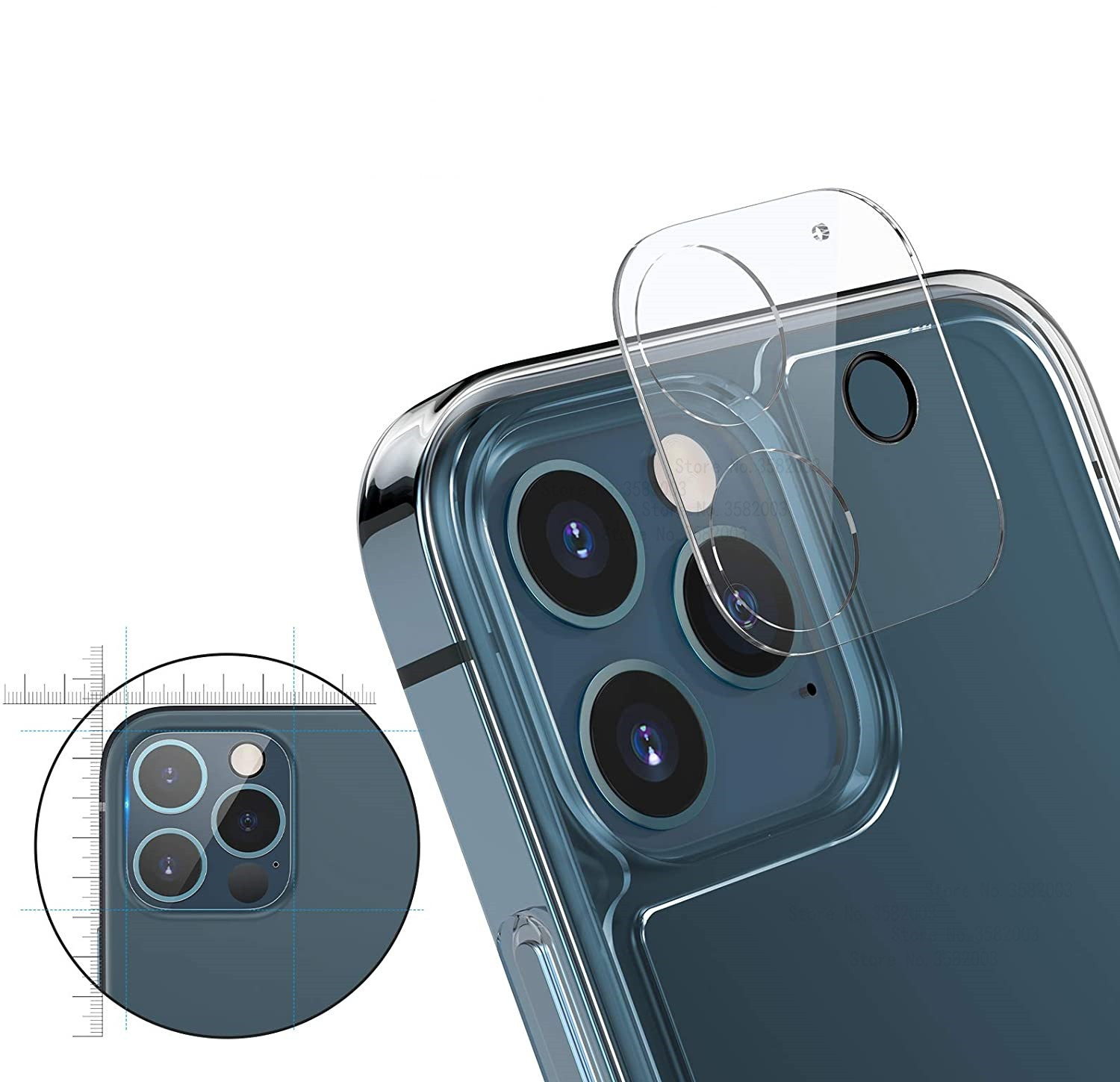 (2er Set) iPhone 13 Pro Max / iPhone 13 Pro Kamera Objektiv Protector Panzer Glas Case Friendly - Transparent