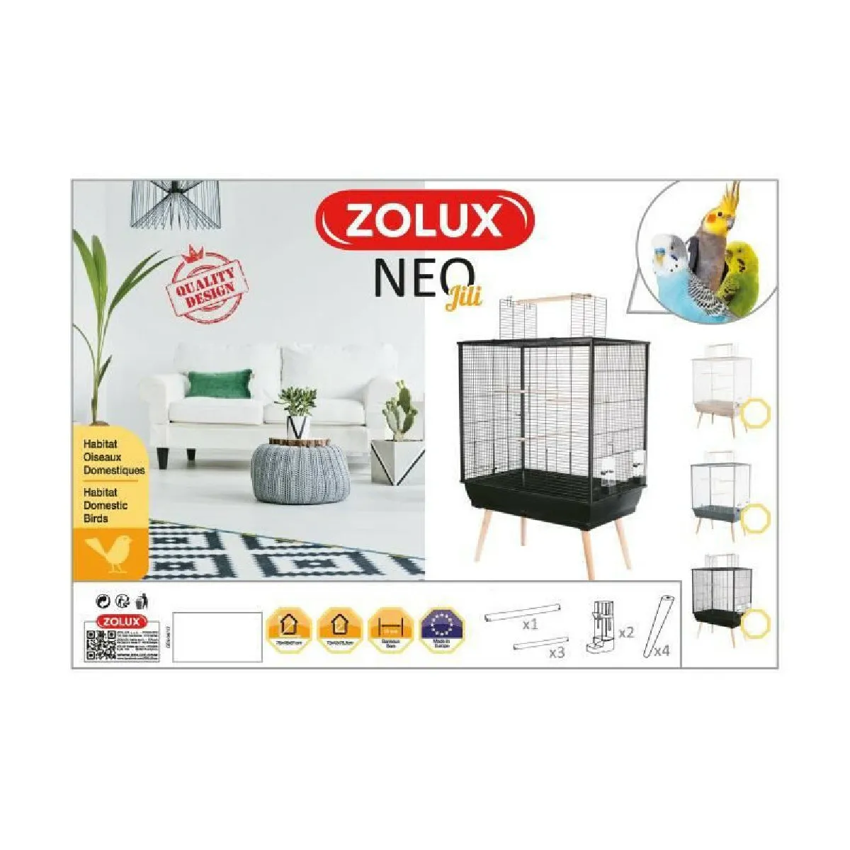 Zolux Cage pour oiseaux Neo Jili - Noir