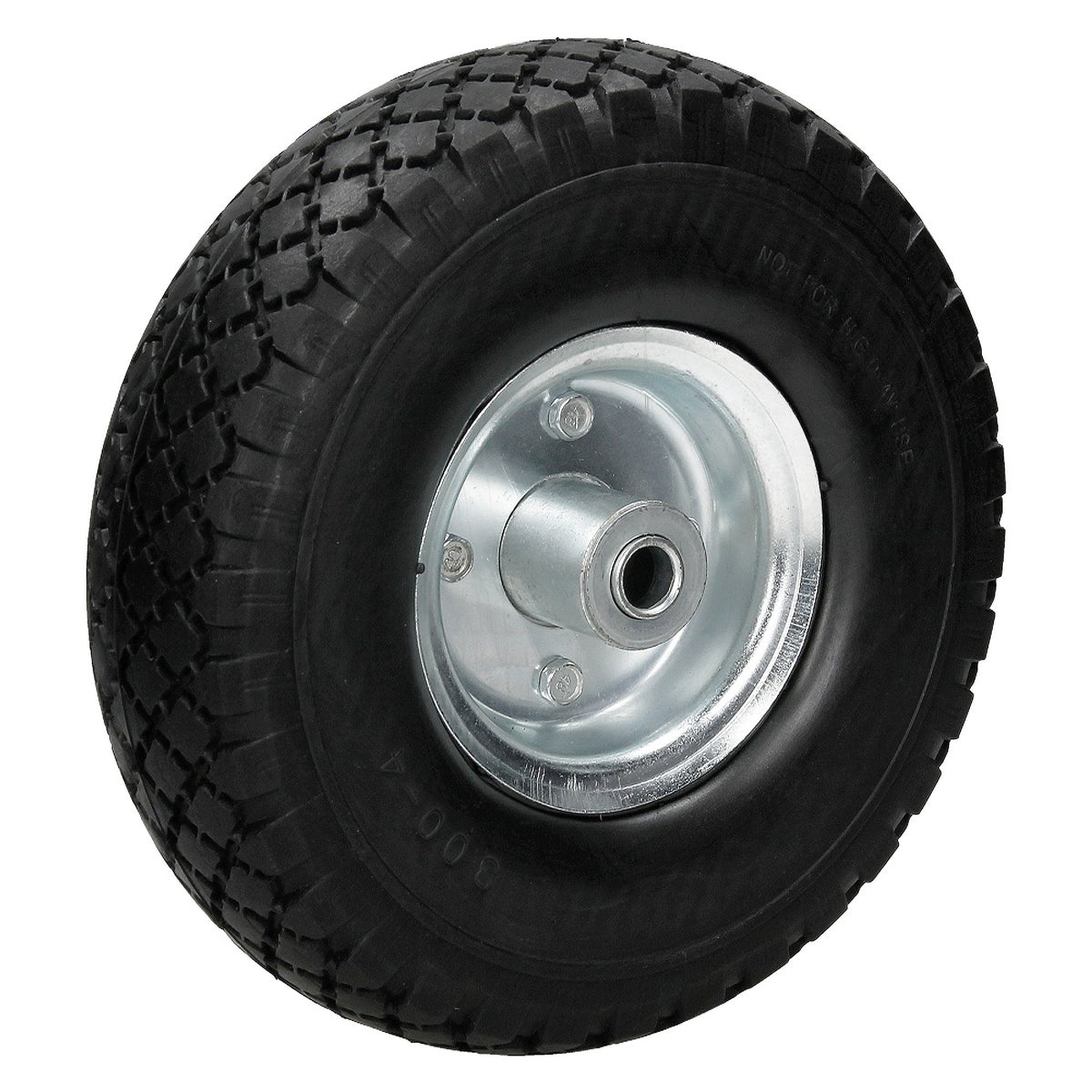 ECD Germany 4-delige set steekwagenwielen, blokprofiel, van lekvrij massief PU-rubber - 3.00-4 / Ø260x85mm - met kogellagers en stalen velg - 120kg - Zwart - Steekwagenwiel, steekwagenwiel, reservewiel, band