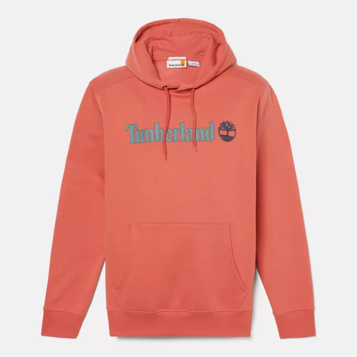 Sweat à capuche et logo linéaire pour homme en rouge