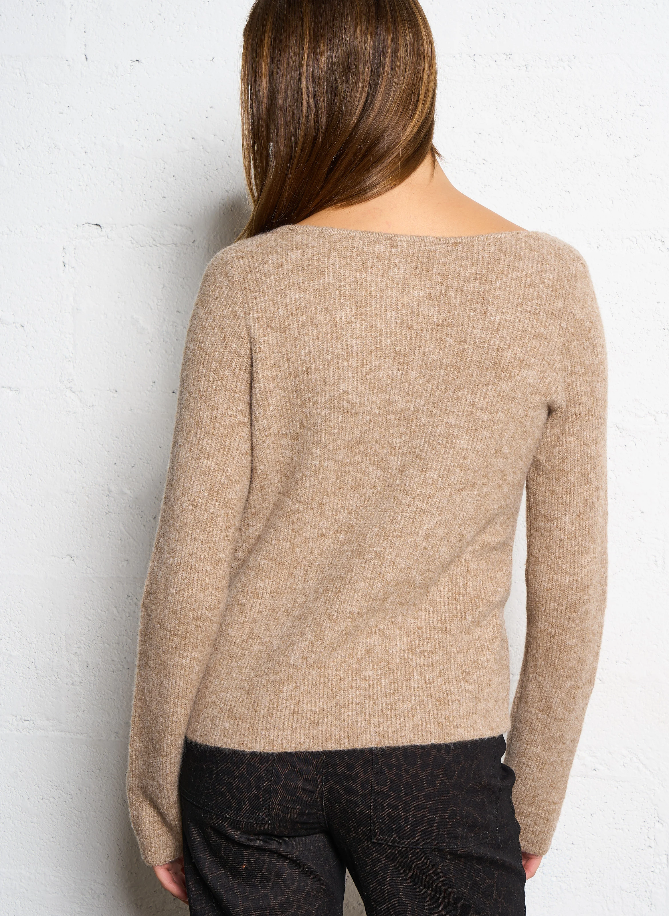MILA - Pull droit col rond | Beige