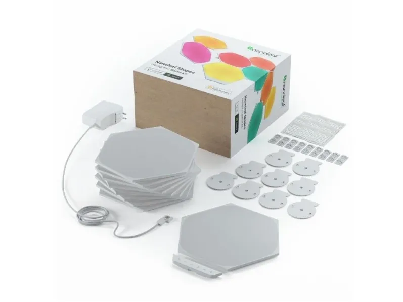 Nanoleaf Shapes Smarter Kit - Trådløst belysningssæt - LED x 9 - 2 W - klasse G - 16 millioner farver - 1200-6500 K - hexagon