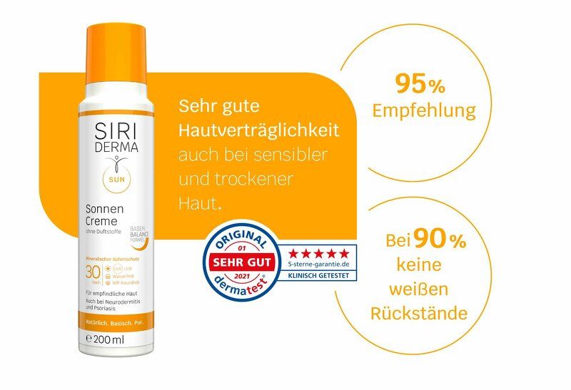SIRIDERMA Sonnencreme ohne Duft LSF30