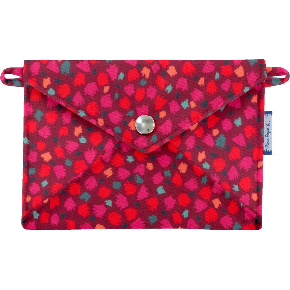 Petite Pochette Enveloppe Pompons Cerise