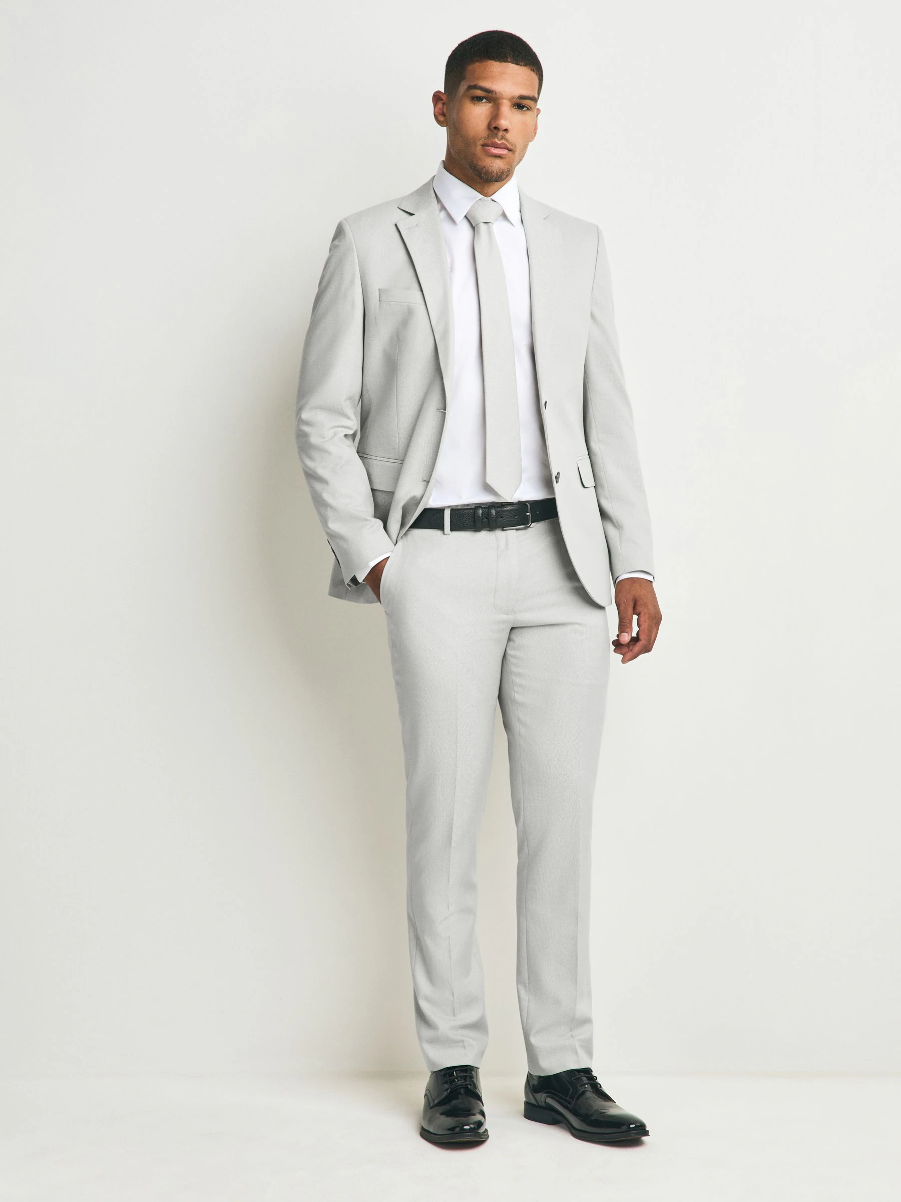 Neutraal - Slim Fit - Kostuum met textuur: broek
