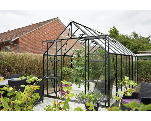 Kas Halls Magnum 148, helder glas 3 mm, 257 x 446 cm, zwart
