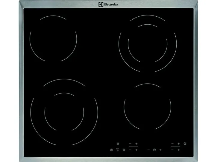 Electrolux EHF6342XOK - Keramisk kogeplade - 4 plader - Niche - bredde: 56 cm - dybde: 49 cm - med rustfrit stål-pynt - sort
