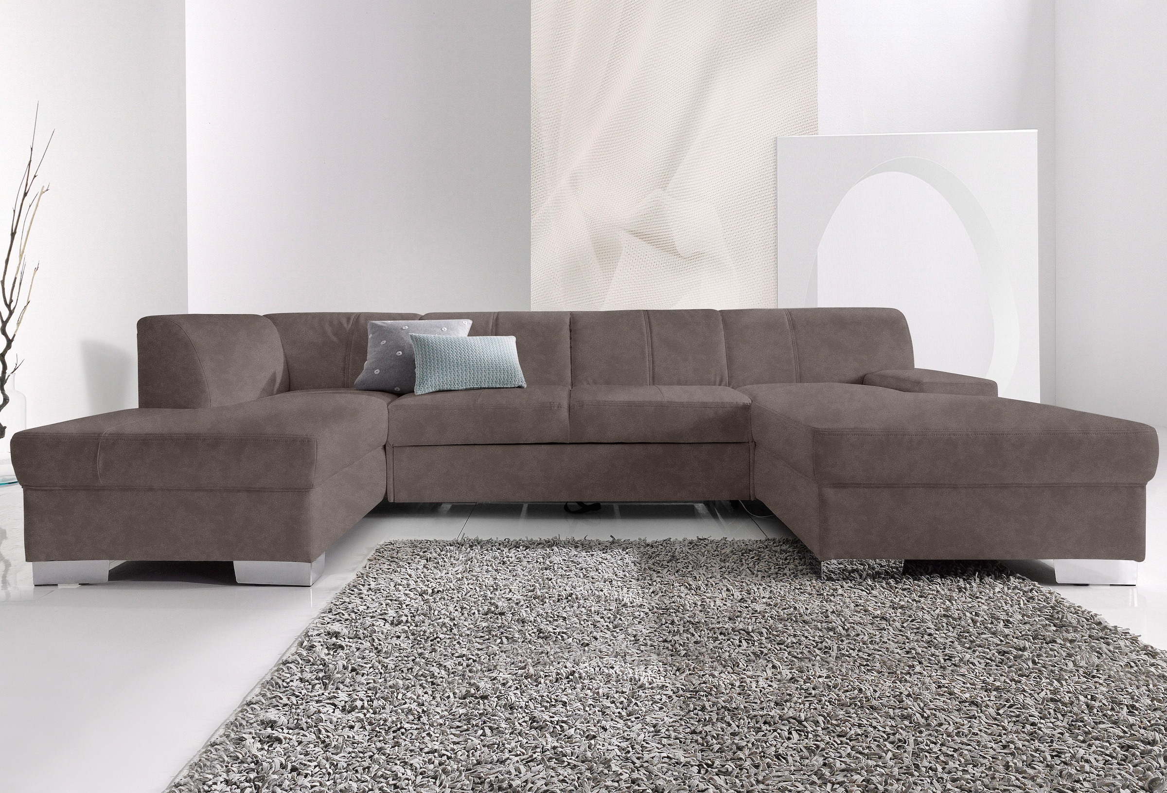 DOMO collection Wohnlandschaft »Star, zeitloses und elegantes Design, viel Platz, Breite 304cm, U-Form« fester Sitzkomfort, wahlweise mit Bettfunktion