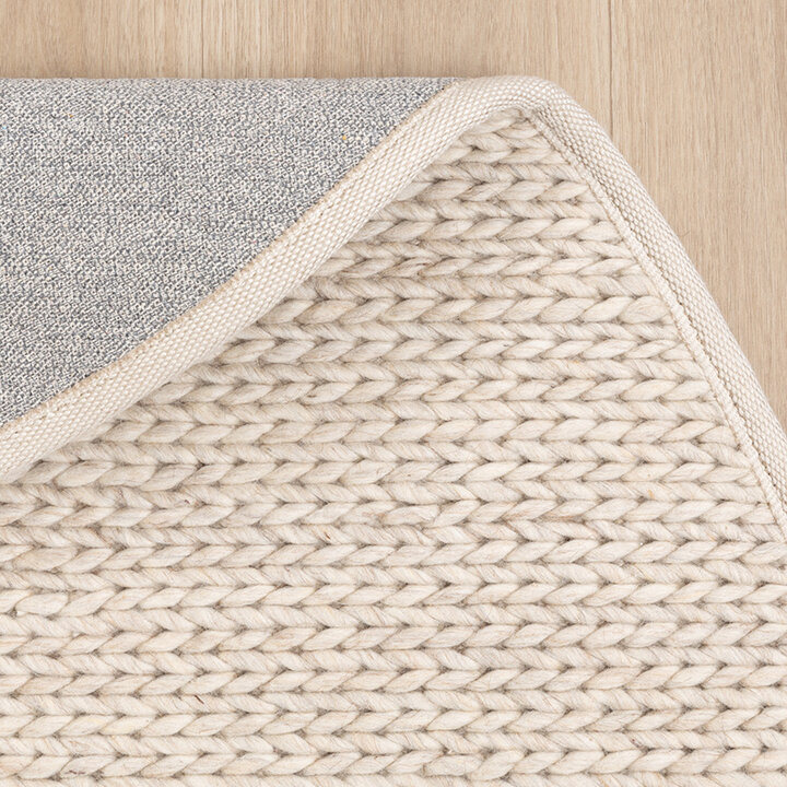 Rond wollen vloerkleed - Twist Beige