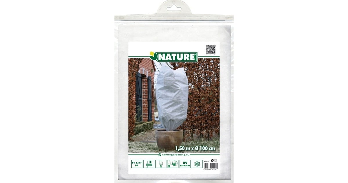 NatureWinterafdekhoes met koord, 50 g/m² afdekking  (Wit)