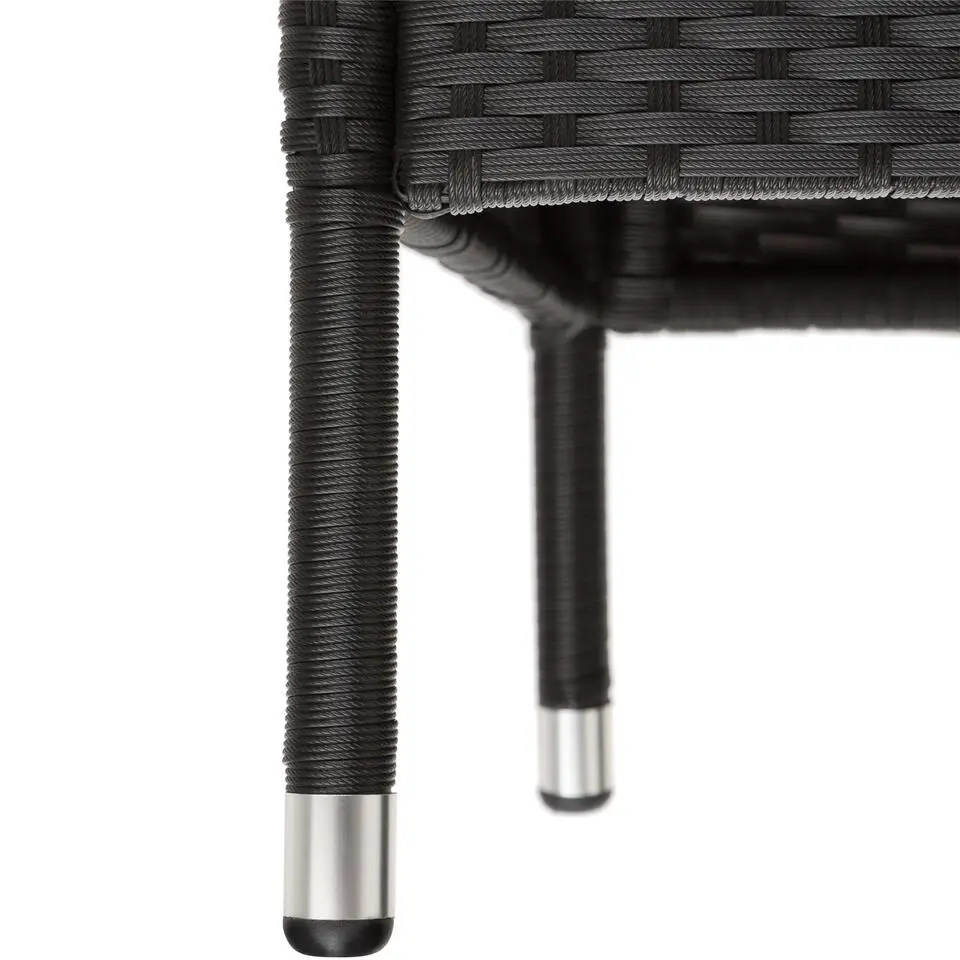 tectake Wicker tuinbank met tafel, Zwart/beige