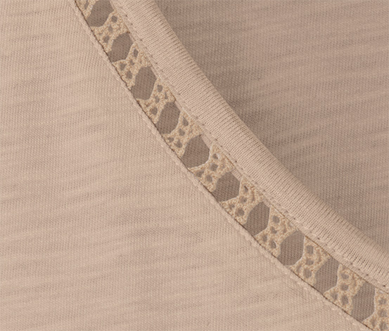 Shirt mit Crochet-Tape, beige